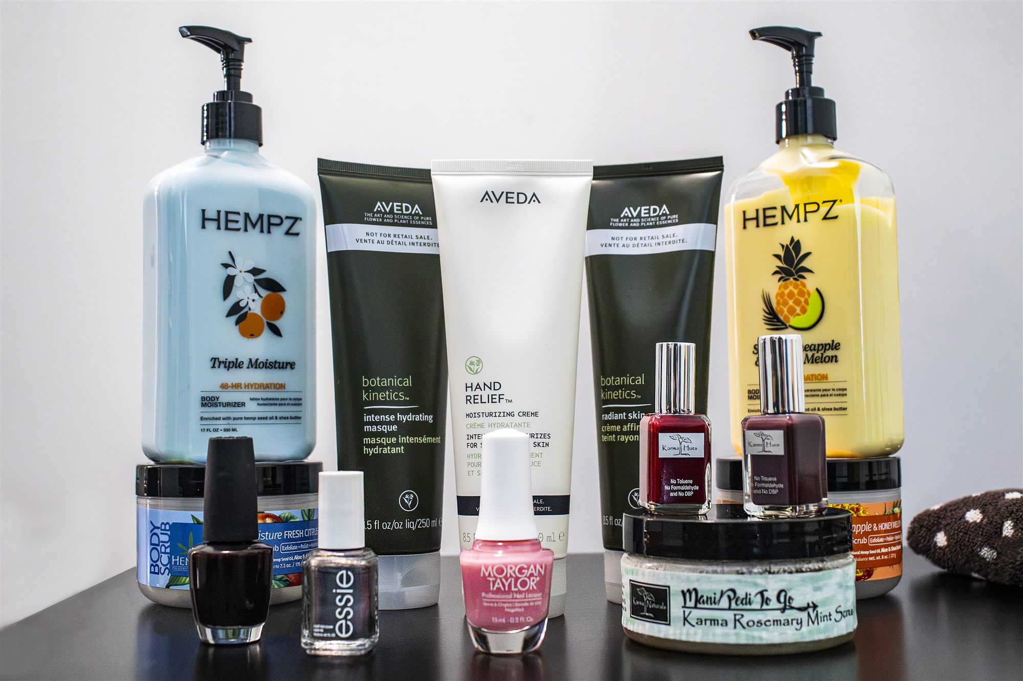 Hempz, Aveda and Karma Naturals products